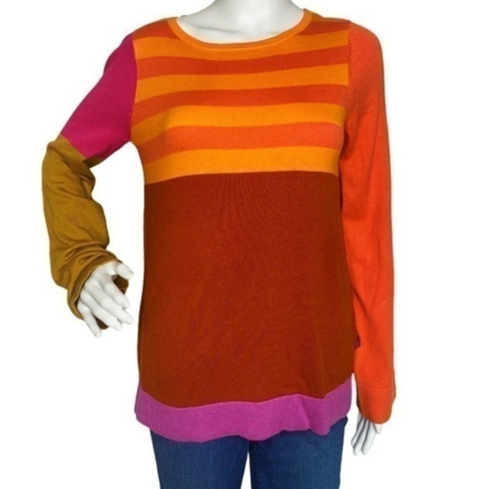 ISAAC Mizrahi Colorblock Neon Sweater Size Small